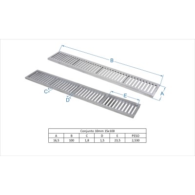 Ralo Linear 15 x 100 em Alumínio Fundido