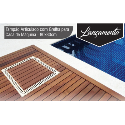 Tampa Para Casa de Máquinas Ventilada 80 x 80 Rebaixada Articulada Branca - PRONTA ENTREGA